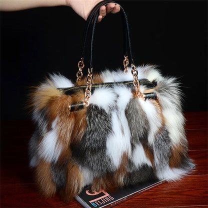2025 New Clothing Designer Luxury Soft Fox Hair High-end Handbag Fashion Large Capacity Charm Women's Special Fur Bag