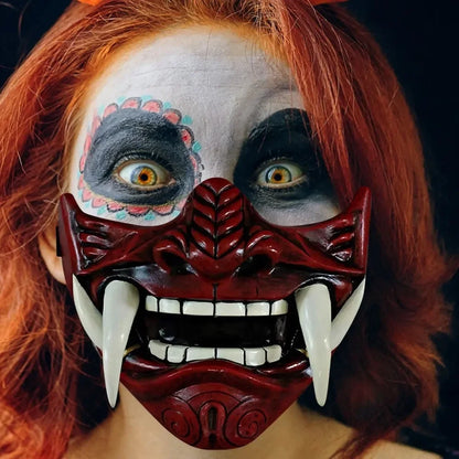 Halloween Japanse Samurai Oni Demon Masker Plastic Maskers Party Kostuum Rekwisieten Demon Samurai Cosplay Horror Prajna