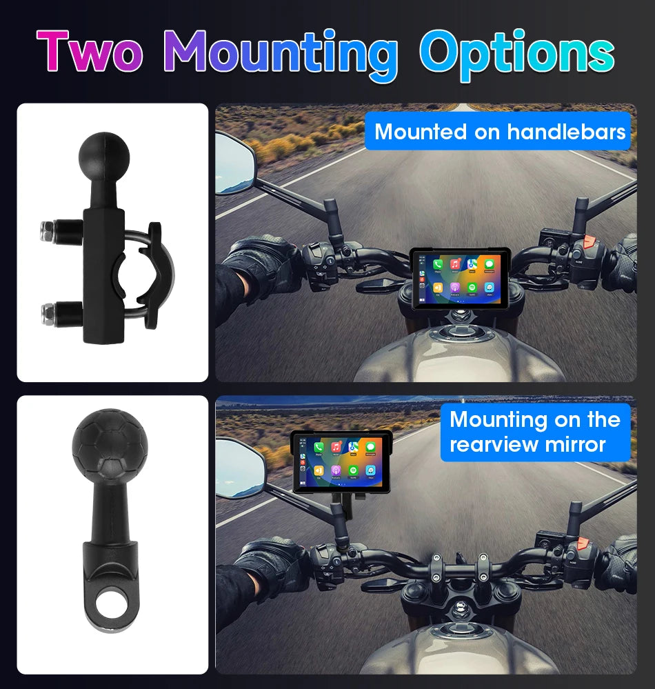 Vtopek 5"/7" inch Motorcycle DVR GPS Navigation Multimedia Player Wireless CarPlay Android Auto IPX7 Waterproof Screen Recorder
