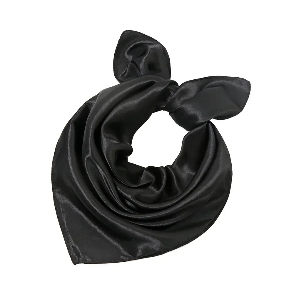 60x60cm Solid Colors Neckerchief Scarf For Women Silk Satin Headband Hair Scarves Female Square Shawls Head Scarfs