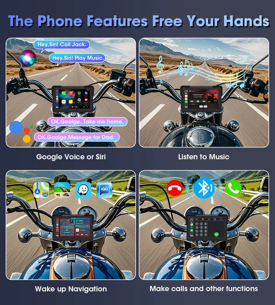7 inch Motorcycle CarPlay Screen With TPMS GPS for Moto Navigation Display Screen Android Auto Digital Motorcycle Dashboard BT