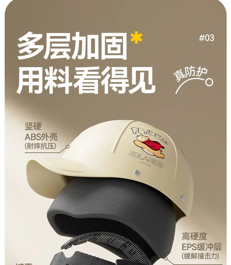 Breathable Summer Motorcycle Helmet 3C Certified Lightweight Baseball Cap Style Unisex Half Helmet