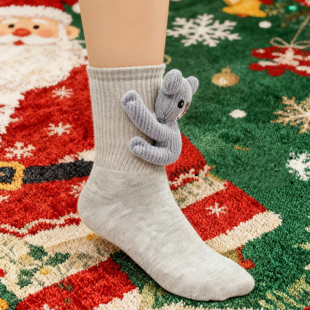 3D Knitted Animal Cute Socks Cozy Fuzzy Thick Warm Plush Socks for Women Teens Kids Home Winter Holiday Christmas Gift
