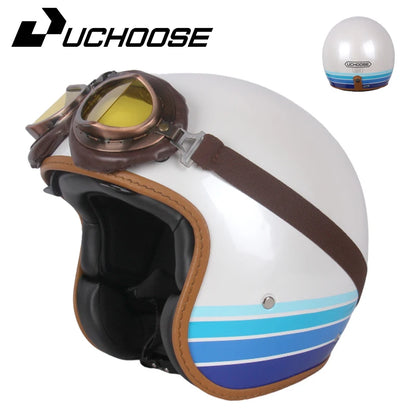 DOT Open Face Casco Moto Motorcycle Accessories Men Moto Helmets Certificated Retro Motorcycle Helmet Cafe Racer