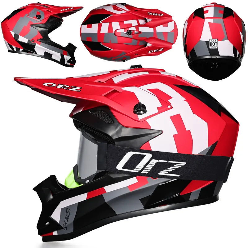 DOT Approved Off Road Helmet with Goggles Motocross Helmet Dirt Bike ATV Motorcycle Helmet Moped Dirtbike Racing Dirtbike Helmet