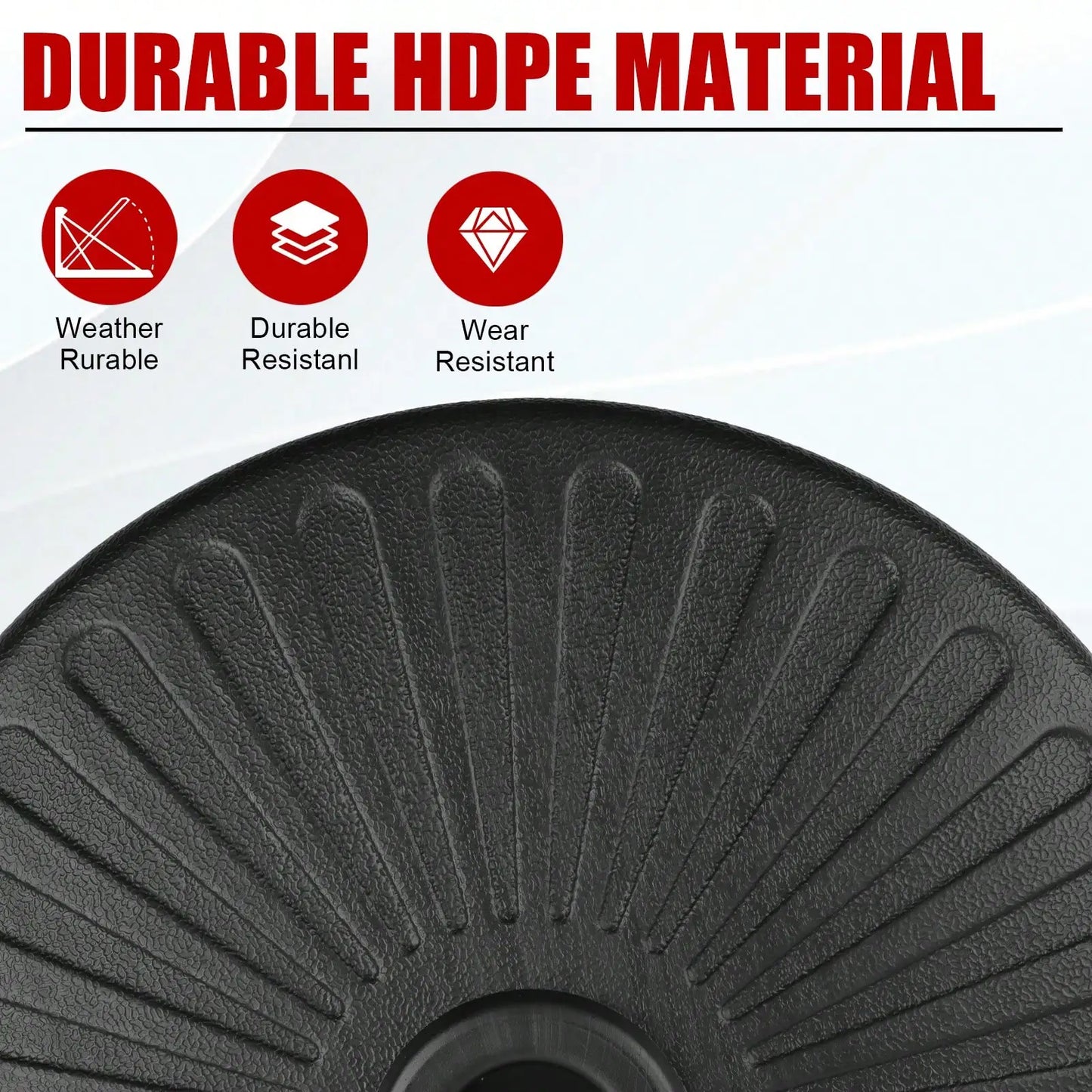 50LBS Round Umbrella Base Water Filled With Steel Umbrella Holder, Heavy Duty Fillable Umbrella Base Stand For Outdoor, Patio, L