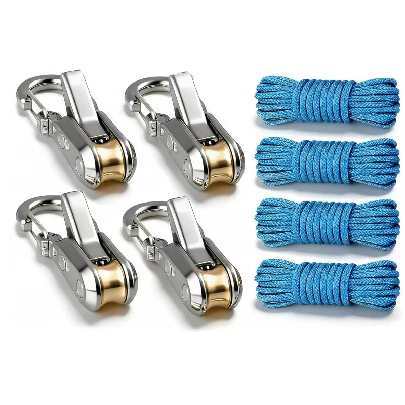 2-6 Set Rope Tying Tool and Tensioner with Roller Tensioner Retractable Buckle with Accessory Rope Suitable for Camping