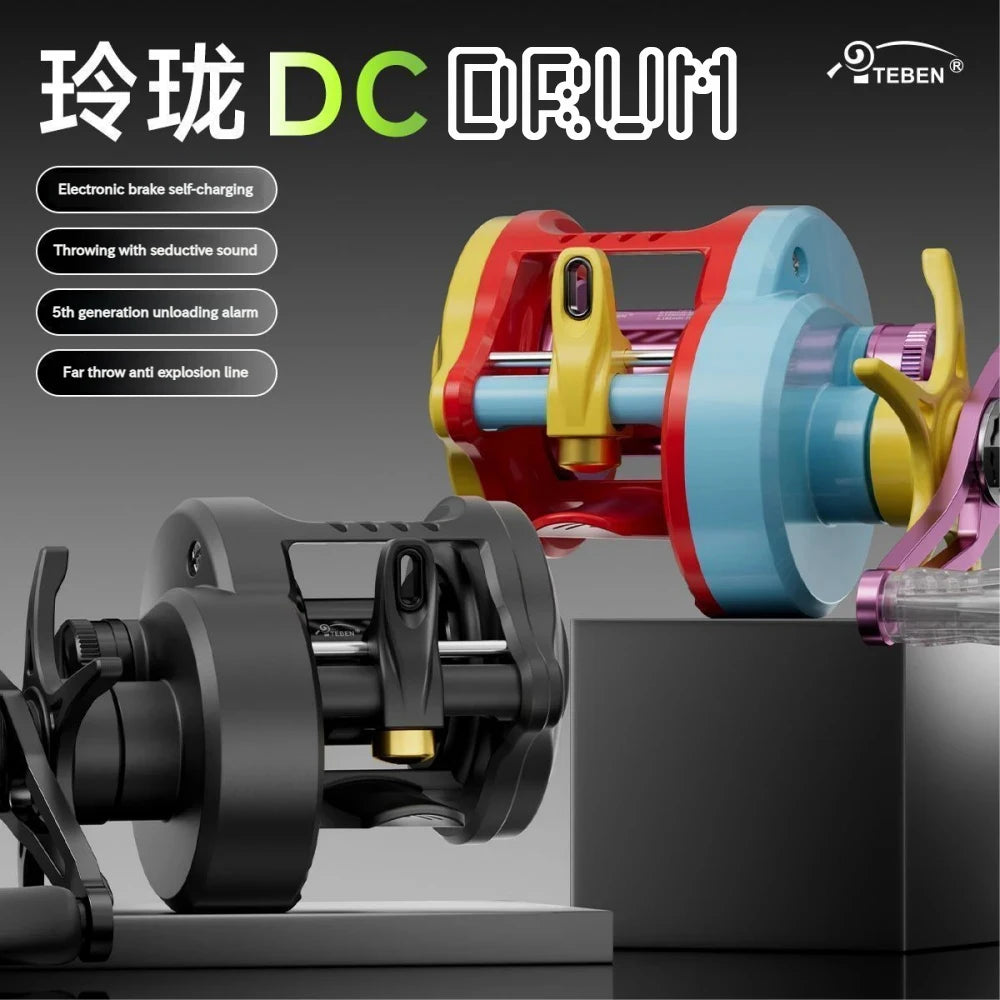Smart DC Electronic Brake Drum Reel Anti Backlash Micro Lure Long Cast With Sound Alert 7.2:1 Gear Ratio 5kg Drag 5+1 Bearings