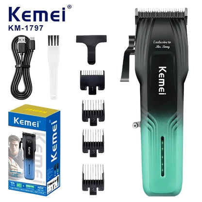 Kemei KM-1797 Powerful Cordless Hair Clipper Electric Professional Barber Hair Trimmer Beard Haircutting Machine Rechargeable