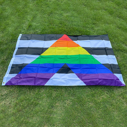Aerlxemrbrae Rainbow Flag 150X90CM Banner Polyester Grommets LGBT Rainbow Pride Gay Straight Ally Flag