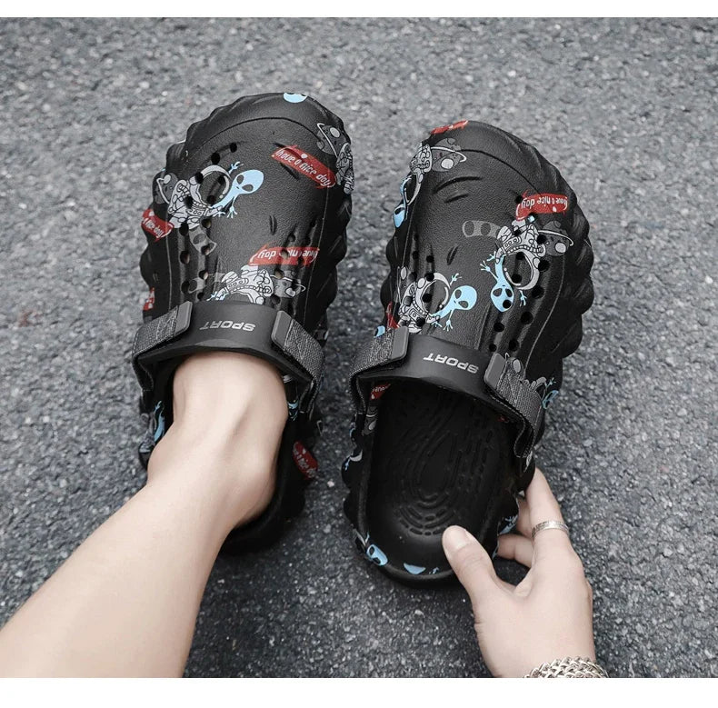Men'S Breathable Casual Sandals Summer New Soft-Sole Non-Slip Comfort Outdoor Beach Shoes Fashion Youth Dual-Use Sports Slippers