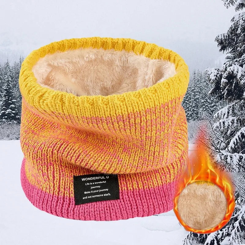 Winter Scarf for Men Fleece Ring Bandana Knitted Warm Solid Scarf Women Neck Warmer Thick Cashmere Hot Handkerchief Ski Mask