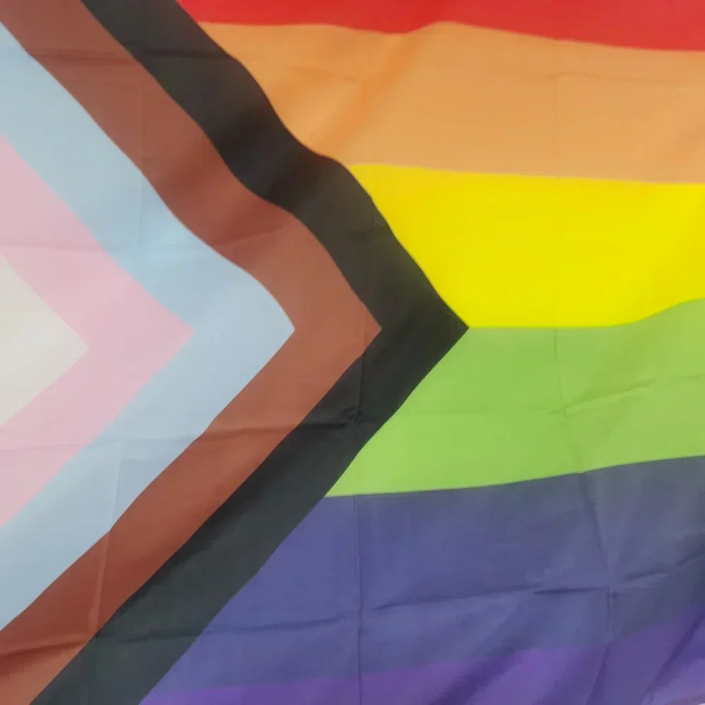 Progress Pride Rainbow Flag 2x3ft 3x5ft Polyester Intersex Inclusive LGBTQ+ Banner for Parade Ally Support Indoor Outdoor Decor