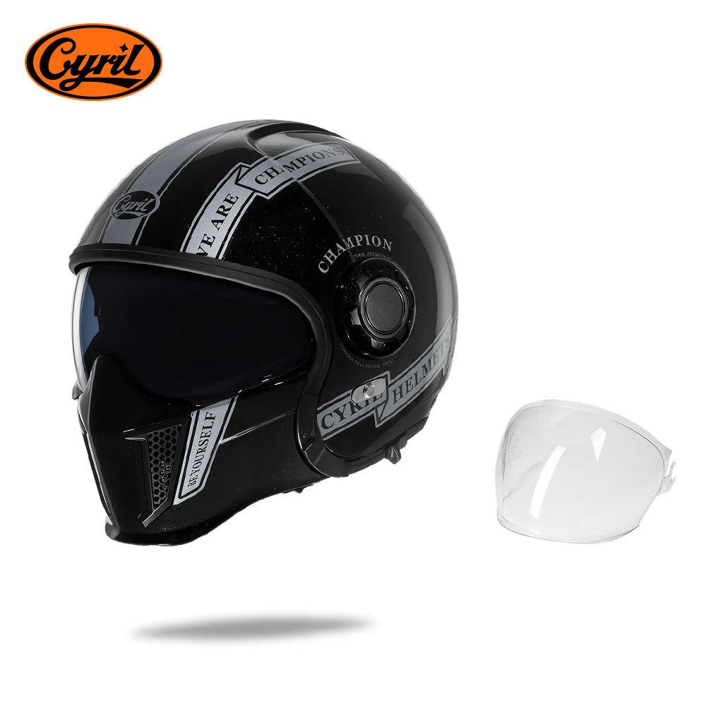 Full Face Open Face Motorcycle Helmet Double Lens Folding Modular Helmet Man Woman Retro Moto Integral Helmet