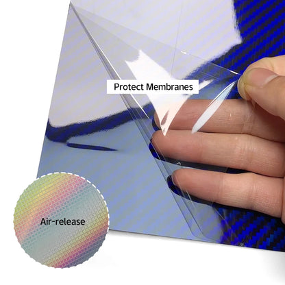Laser Blue Carbon Fiber Car Stickers Glossy Holographic Color Change Film Self-Adhesive Vinyl Car Wrap Cover Air Release Foil
