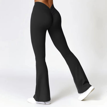 Gym Fitness Sports Flared Pant Dance Trousers Women V-shaped Hip Yoga Pants Flare Leggings Women High Waist Wide Leg Pants Women
