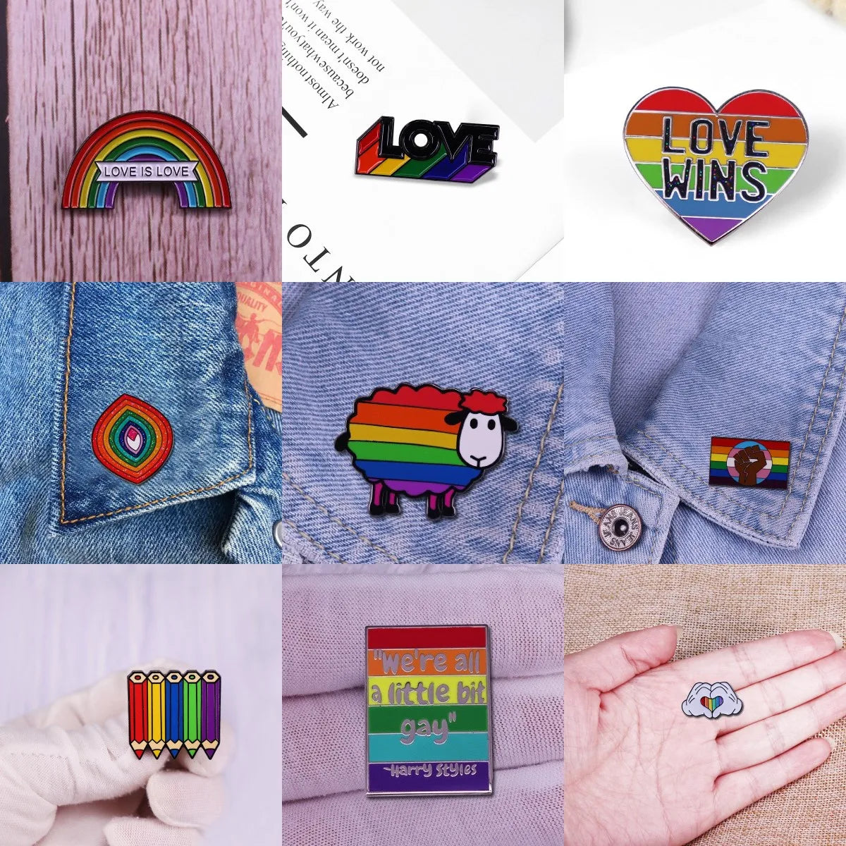 LGBT Gay Pride Rainbow Flag Heart Enamel Pins Fashion Lapel Metal Badges Backpack Brooches Proudly Go Purride Pin Wholesale