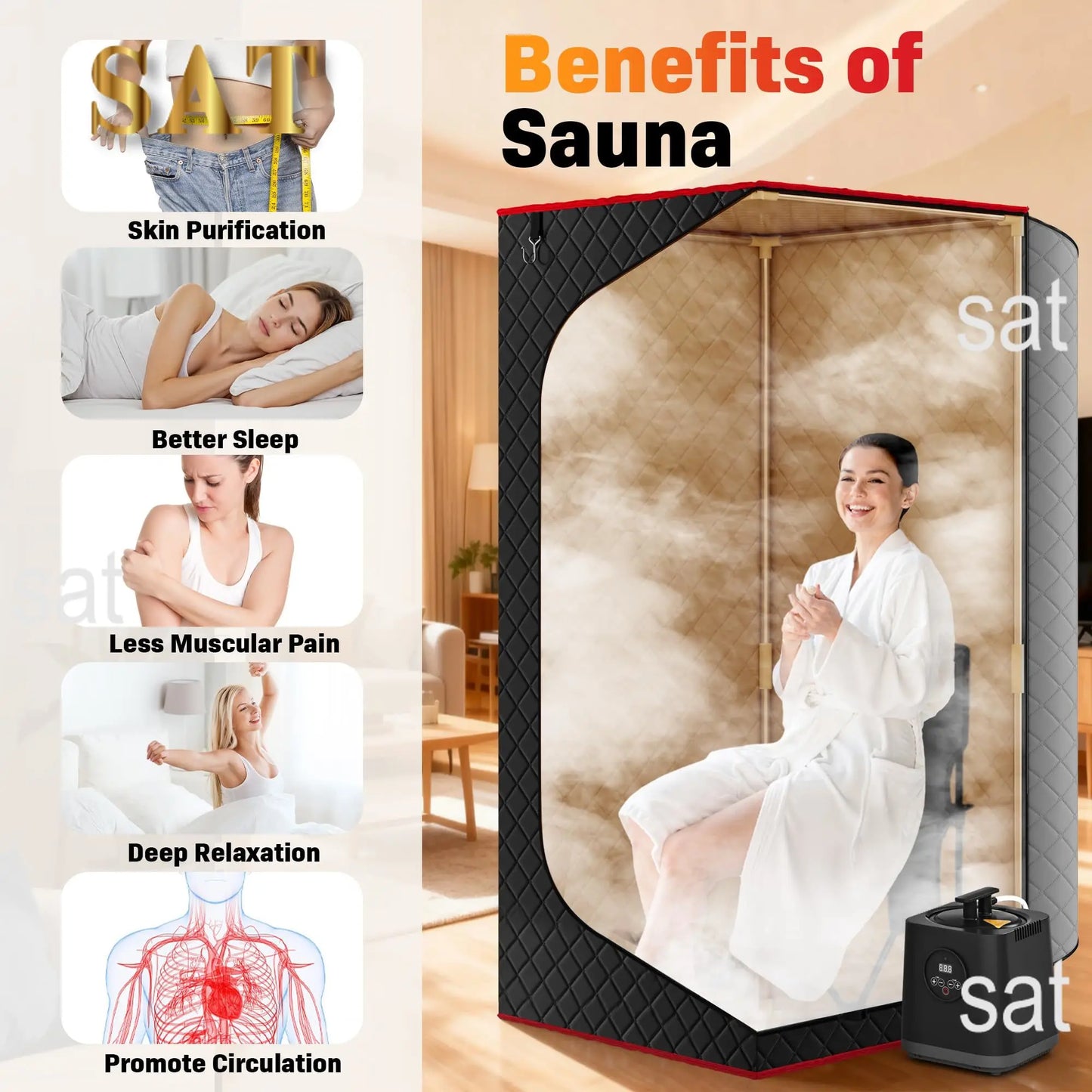 For Full Size Personal One Person Full Body Sauna Spa Deluxe Portable Steam Sauna Room for Home Relaxation