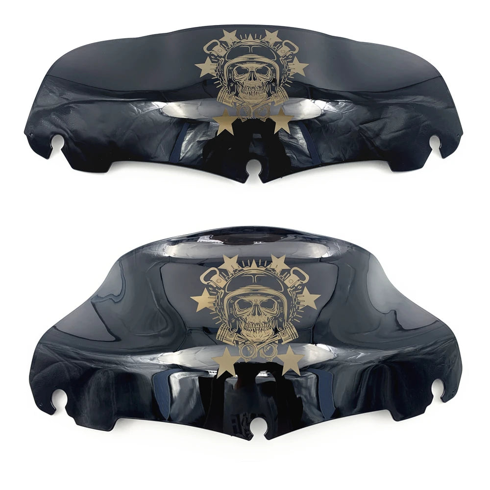 For Harley Touring Street Electra Glide Ultra FLHX 2014-2022 Motorcycle Skull 7" 9" Windshield Upper Fairing Wind Deflector