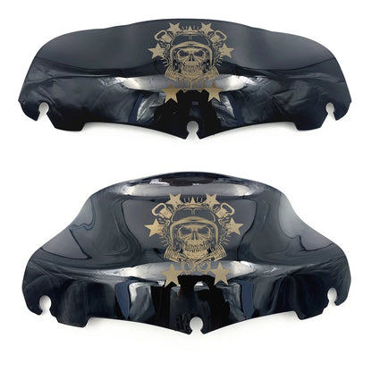 For Harley Touring Street Electra Glide Ultra FLHX 2014-2022 Motorcycle Skull 7" 9" Windshield Upper Fairing Wind Deflector