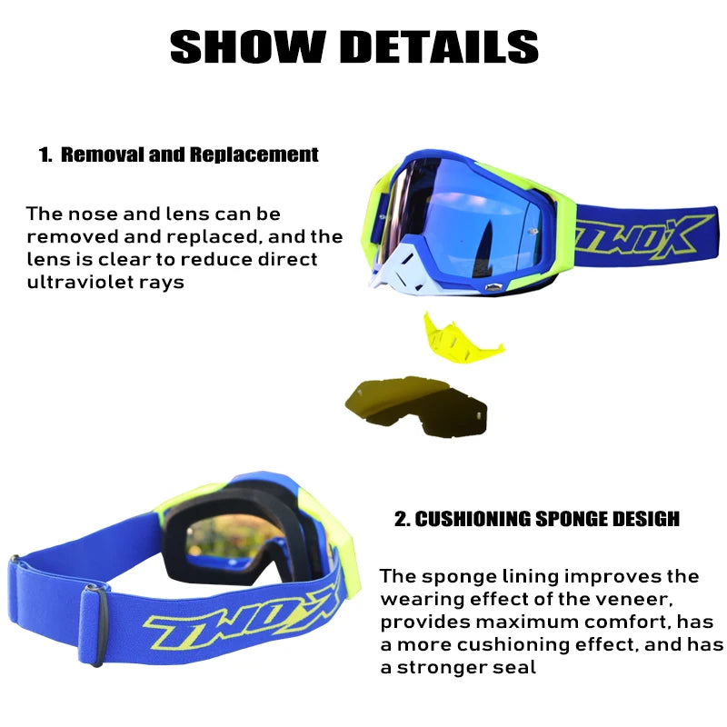 Motorcycle Glasses Dirt Bike MX Goggles Anti-Fog HD Lens Motocross Enduro Sunglasses Windproof Ski Goggles Factory Wholesale