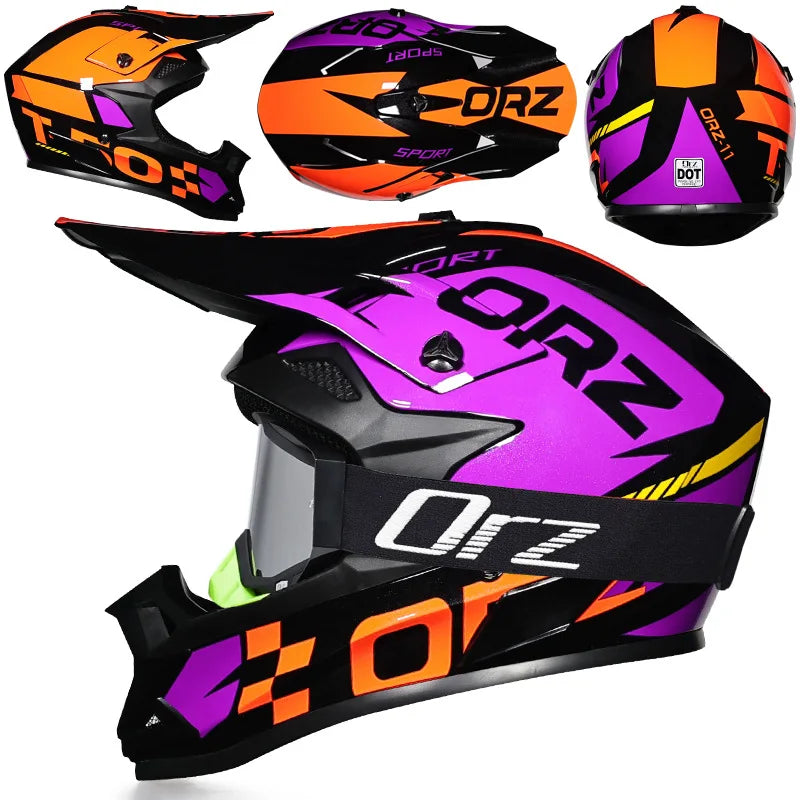 DOT Approved Off Road Helmet with Goggles Motocross Helmet Dirt Bike ATV Motorcycle Helmet Moped Dirtbike Racing Dirtbike Helmet