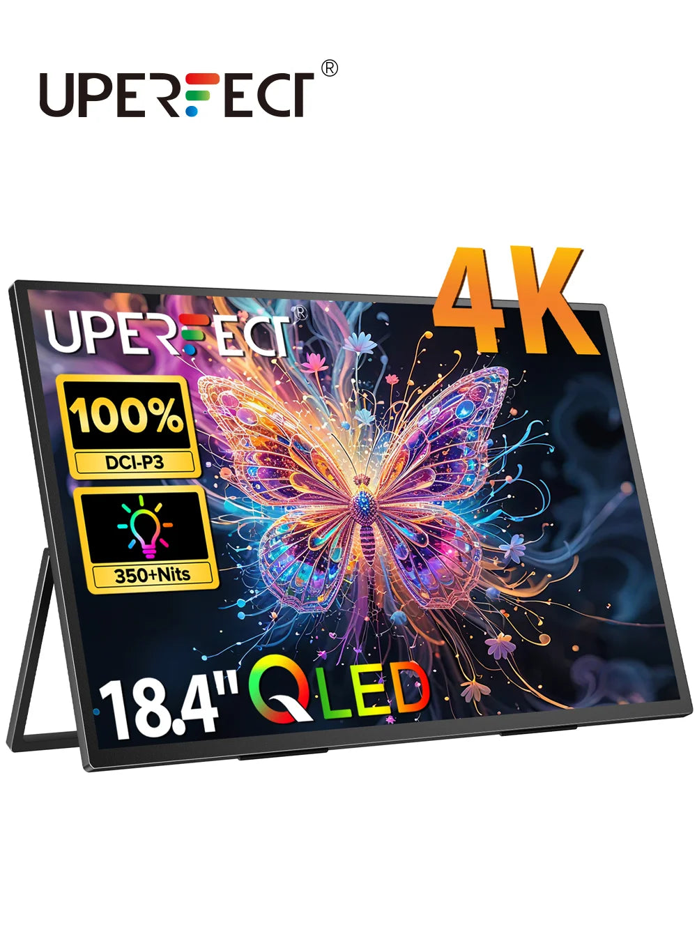 UPERFECT QLED 18.4" 4K UHD Laptop Monitor w/ HDMI USB C 3.1 For XBOX PS5 Ultrawide Game View Display PC Mac Phone Extend Screen