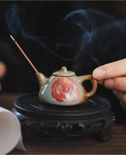 Mini Hand-Painted Ceramic Teapot Jingdezhen Hand- Pulled Tea Pet Micro Landscape Decorative Item Kitchen Dining Bar Essential
