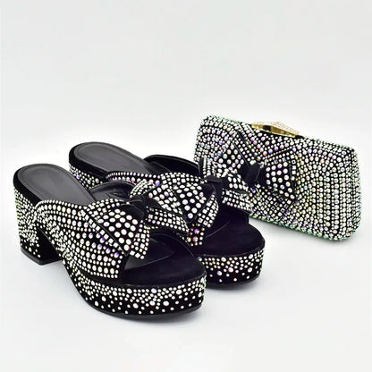 New Arrival Shoes and Bags Set for Women 2025 Women Shoe and Bag Set Decorated with Rhinestone Elegant Woman Heeled Pumps