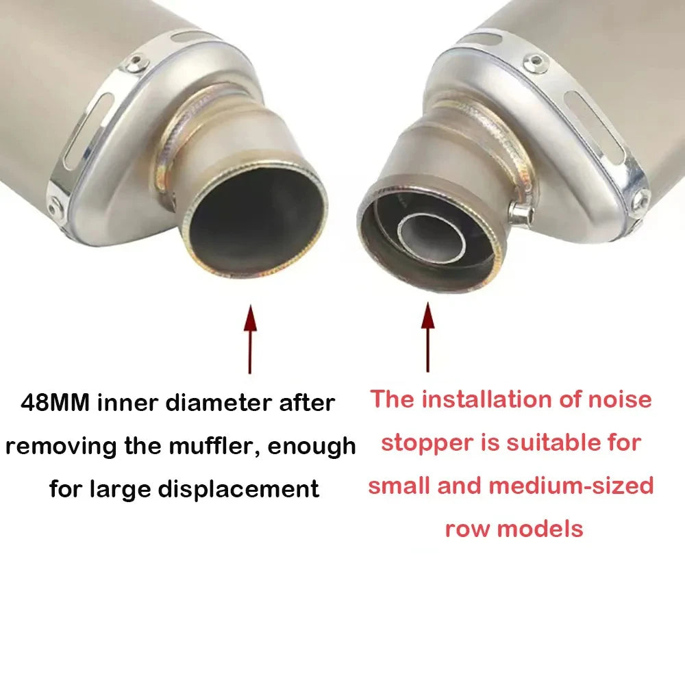 Stainless Steel 51mm Universal Motorcycle Exhaust Muffler Escape 310 370 440 mm Pipe 100cc-1000cc ATV GP Scooter For fz6 pcx125