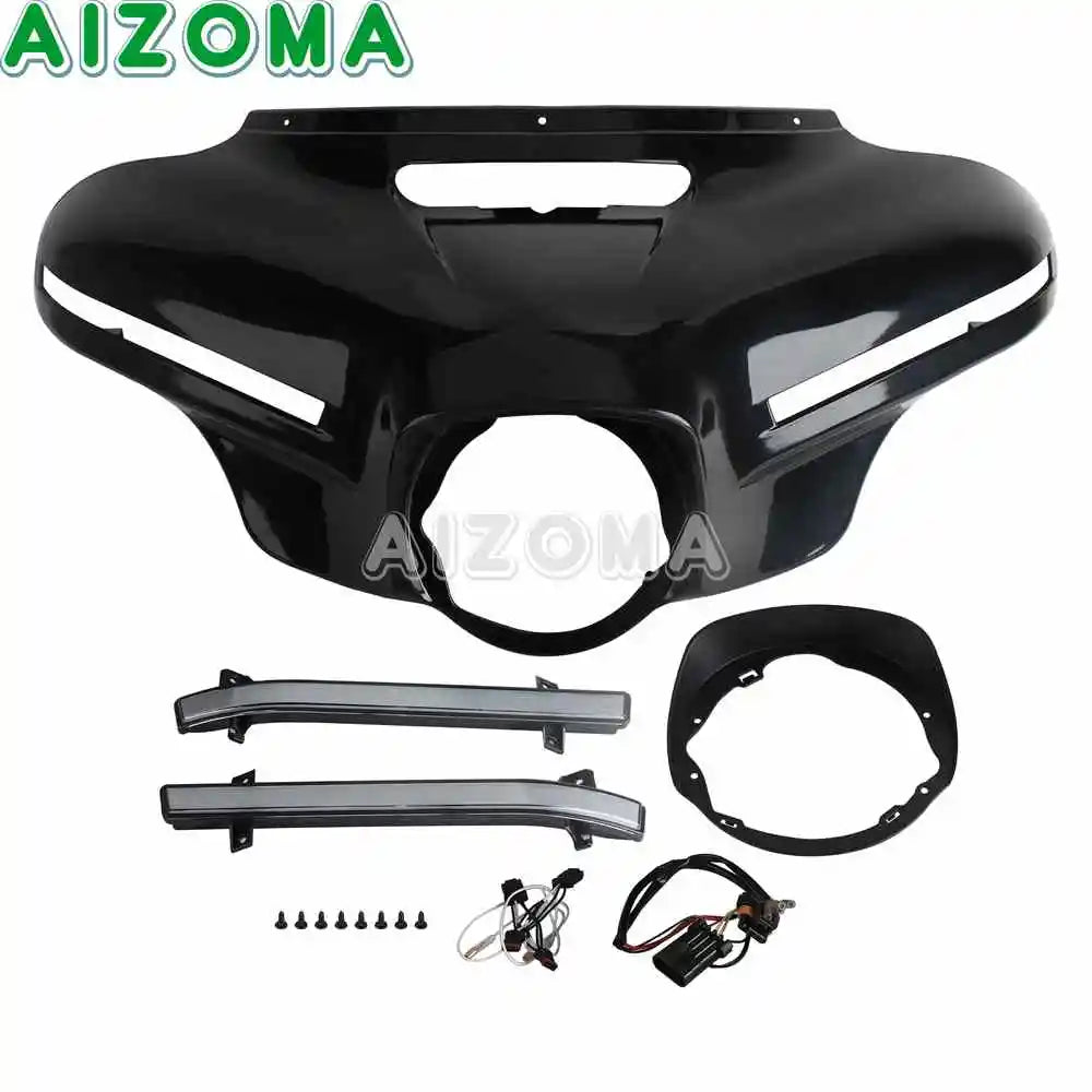 12V Motorcycle Bawting Fairing LED Front Light Mask Cowl Cover For Harley Street Glide CVO SE FLHXSE FLHXST FLHX/I FLHXS 2014-24