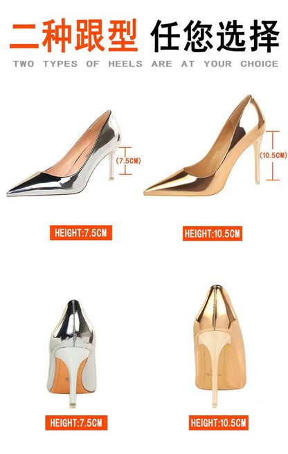 BIGTREE Shoes Classic Pumps Patent Leather Women Pumps Fashion Women Wedding Shoes High Heels Stiletto 10.5 Cm 7.5 Cm Lady Shoes