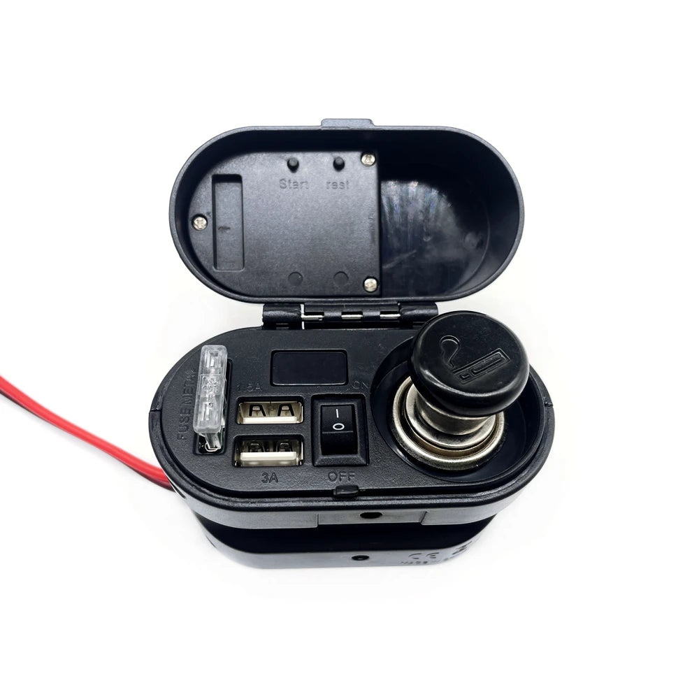 Moto Dual USB Port Adapter Multifunction Power Supply Quick Charging Cigarette Lighter Clock Voltmeter Motorcycle Accessories