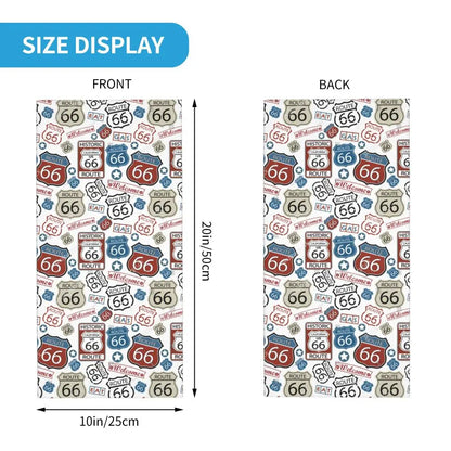 Custom Travel Motorcycle Ride Route 66 Bandana Winter Neck Warmer Windproof Wrap Face Scarf for Hiking Highways Gaiter Headband