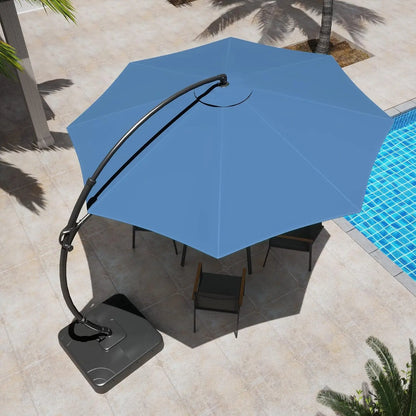 Outdoor Patio Umbrella, Curvy Cantilever Umbrella, Heavy Duty Offset Hanging Umbrella with 360° Rotation for, Customized