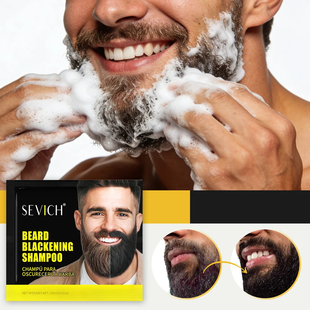5PCS Natural Beard Hair Dye Shampoo Portable 5 Minute Instant Blackening Color Tint Cream Moustache Shampoo For Men Dropshipping
