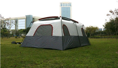 6-12Persons 2Rooms Large Space Tent Glamping Tourist Outdoor Camping Family Travel Anti-storm Suncreen Luxury UV 50+ Beach Play