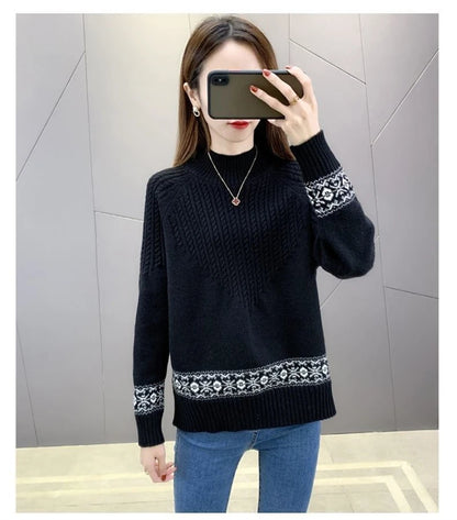 2024 Fashion Basic Autumn Winter Merino Wool Sweater Mock Neck Cashmere Pullover Solid Color Soft Long Sleeve Clothing Tops