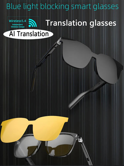 AI Smart Translate Eyeglasses BT 5.4 Call Intelligent Translator Glasses Magnetic Frame Sports Sun Glasses for Men Women