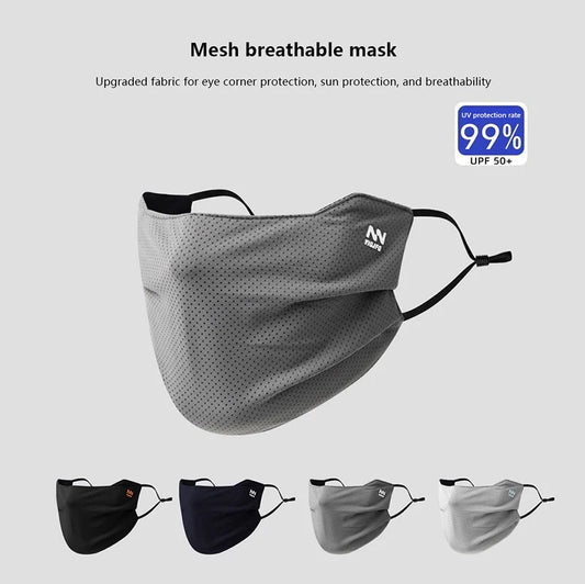 Z. Sun Protection Face Mask For Men Reusable Breathable UV Face Shield Solid Color Washable Face Mask Summer Cycling Face Mask