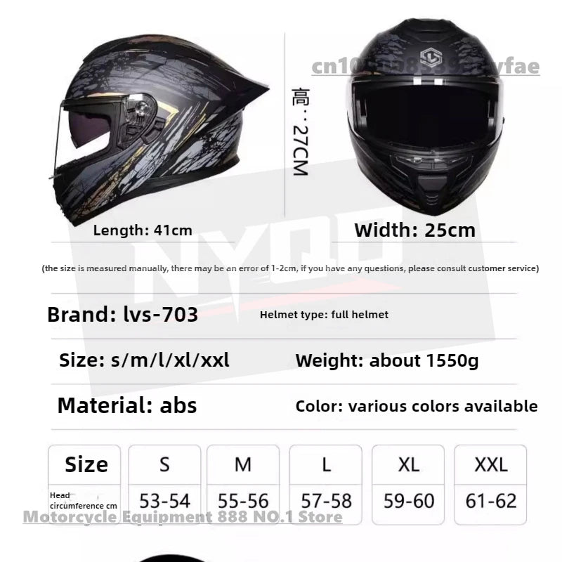 LVS motorcycle helmet men's and women's full face helmet double lens racing helmet DOT certification casco moto