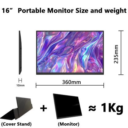 16 Inch Portable Touchscreen Monitor 1920X1200P 16:10 IPS Touch Screen Monitor with USB C HDMI External Monitors for Laptop