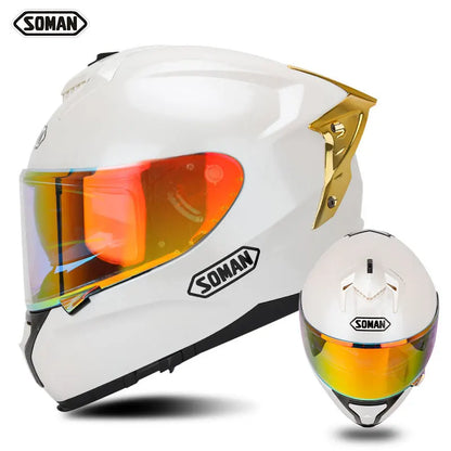 SOMAN ECE Motorcycle Helmet Adjustable Double Lenses Full Face Helmet Motocross Head Protection Anti-Fall Biker Motorbike Helmet