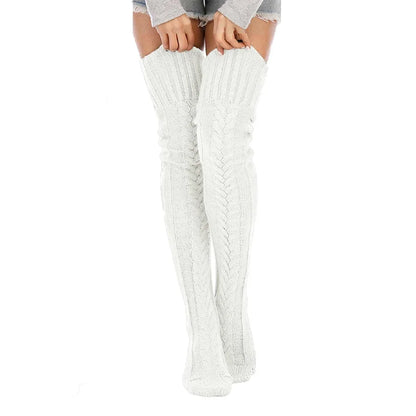 TRALOW Women's Thigh High Socks Over the Knee Cable Knit Boot Socks, Long Warm Fashion Leg Warmers Winter For Party Cosplay Yoga