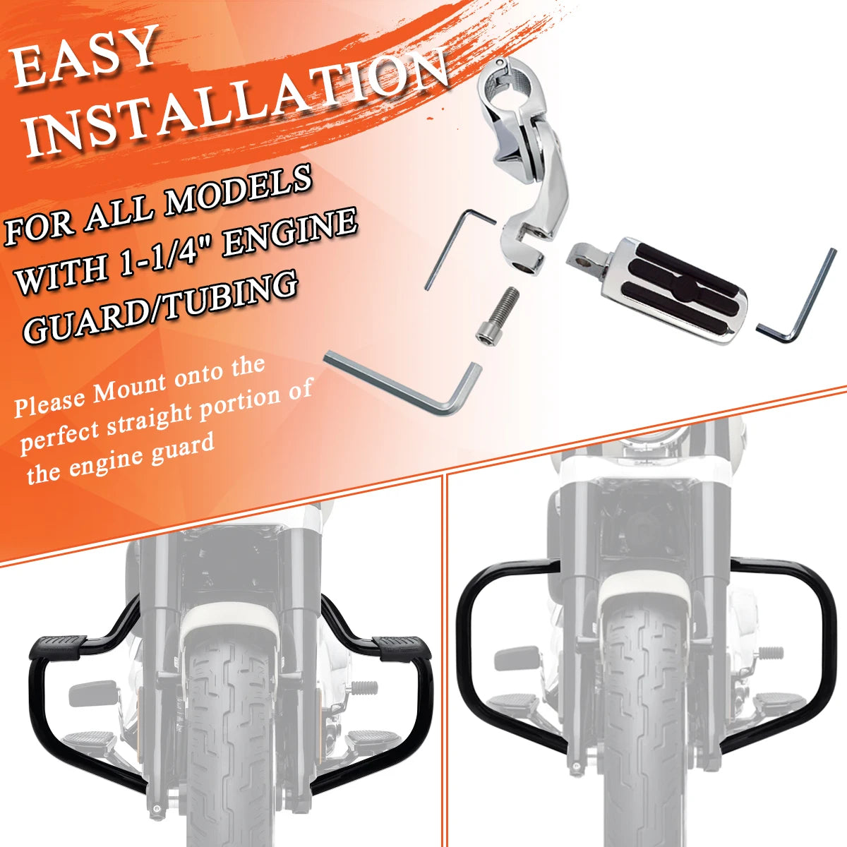 1.25" Highway Pegs Adjustable Footpeg Short for Harley Touring Road King Road Glide Electra Glide Street Glide Sportster Softail