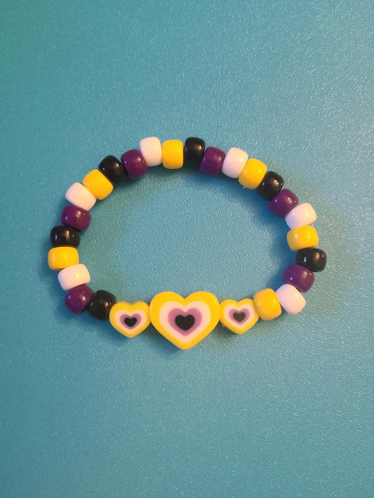 Rainbow Kandi Pride Bracelet Handmade Beaded Stretch Bracelet For Festival & Party