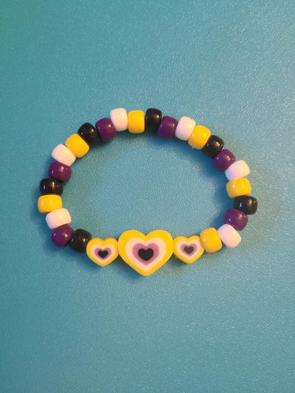 Rainbow Kandi Pride Bracelet Handmade Beaded Stretch Bracelet For Festival & Party