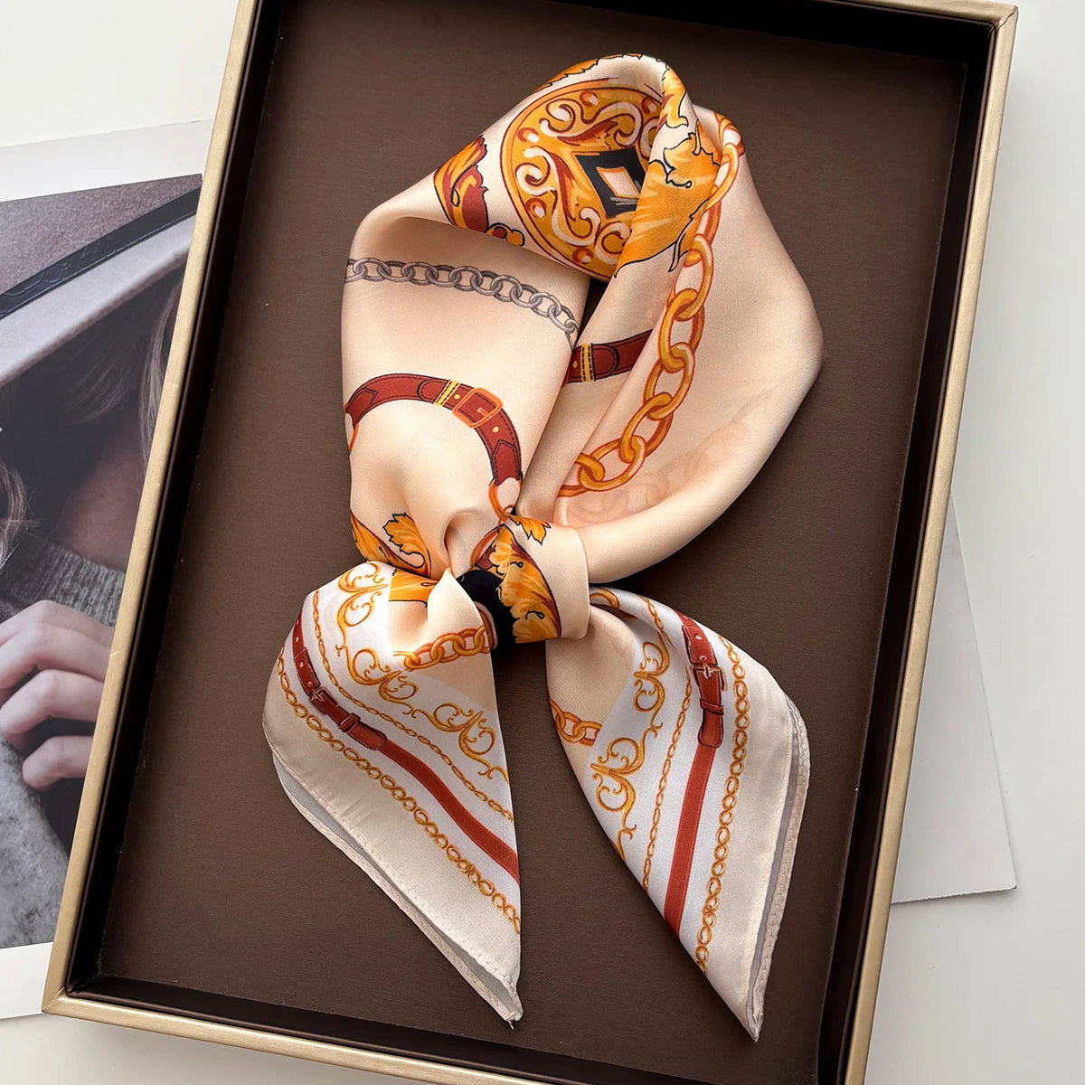 Luxury Women Square Scarf Silk Imitation Print Neckerchief Bandana Lady Shawl Scarves Wrap Head Hair Band Ties
