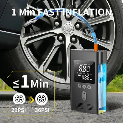4 IN1 Car Jump Starter with Tire Inflator, 3000A Jump Starter Power Bank with 150PSI Air Pump Auto Air Compressor, LED Light