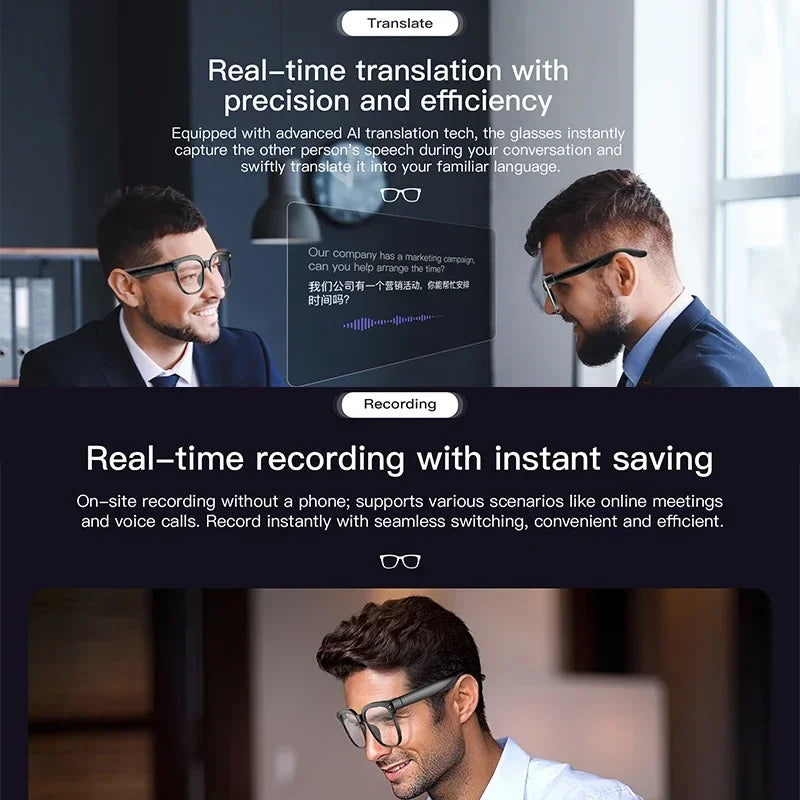 2026 4K HD AI Smart Glasses New Bluetooth Call Voice Assistant Control Chat GPT 800MP Camera AI Translation Sunglasses Men Women